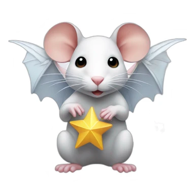 rat with white wings who is holding a star sticker