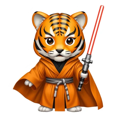 Star Wars tiger face with lightsaber and Jedi robe for Twitch emote sticker