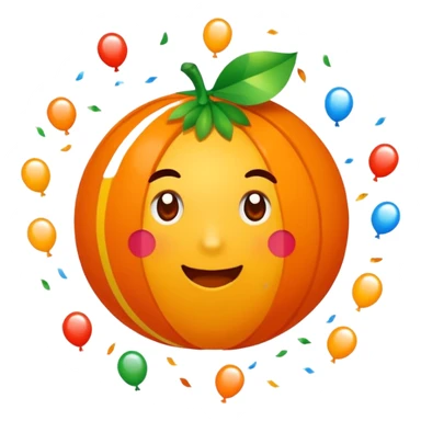 Una cara roja con naranja con rayos que explotan y llena de confeti  sticker