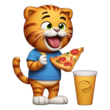 Garfield eating pizza sticker