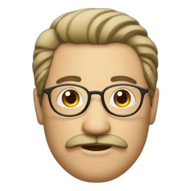 long straight hair men with mustache and round glass sticker