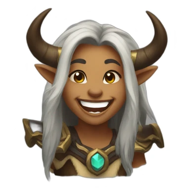 warcraft tauren female laughing sticker