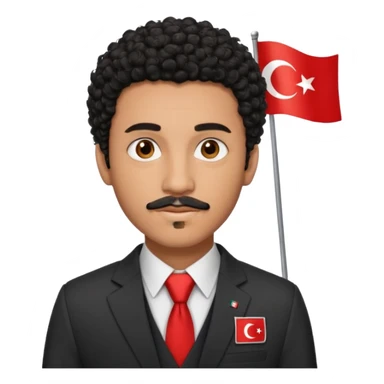 Am I black?Am I black?black curly hair brown eyes 20 years old thin mustache goatee suit with small turkish flag detail on top  sticker