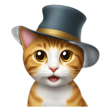 Surprised cat with a hat sticker