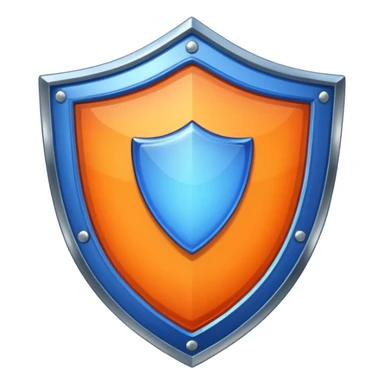 glitter blue and orange shield sticker