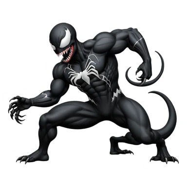 Venom crawling, full black body, no white logos, simplified style sticker