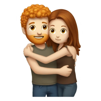 Ginger man hugging brunette girl sticker