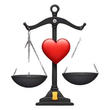 balance scale with broken heart on the scale sticker