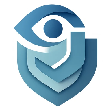 Picasso-inspired minimal logo for 'Early Risk': abstract, geometric forms suggesting insight and protection, macOS-style with soft gradients and subtle shadows. No text, no checkmarks or arrows. Calm, stable color palette (blues, teals, grays). Modern, clean, reassuring, with unique twist—stylized layered shield or abstracted survey/feedback motif. Transparent background, works at all sizes. sticker