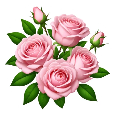 bouquet Soft Pink Tea Rose, luxuriant, leaf, bud sticker