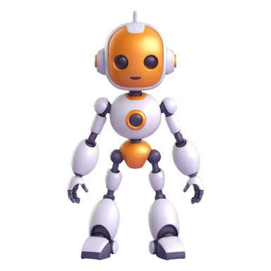 female robot, friendly, round shapes, metallic finish sticker