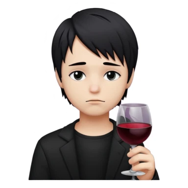 Bebendo vinho emo adolescente masculino com o rosto triste sticker
