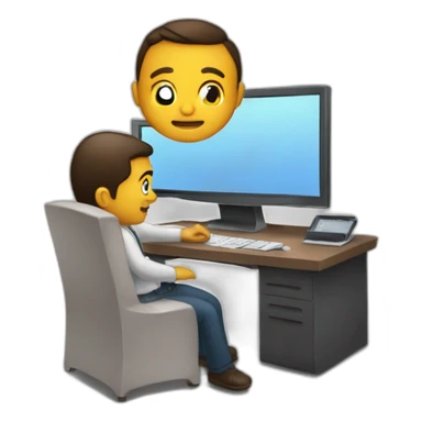 Francisco Dispo Jr. working in front of a computer sticker