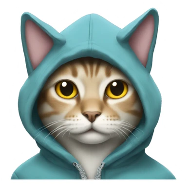 Cat wearing a shark hoodie sticker