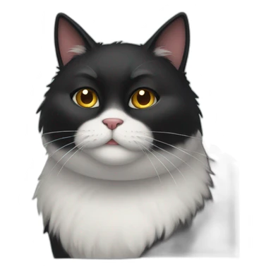 fat furry black cat sticker