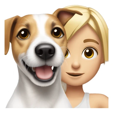 jack russel terrier with blond girl sticker
