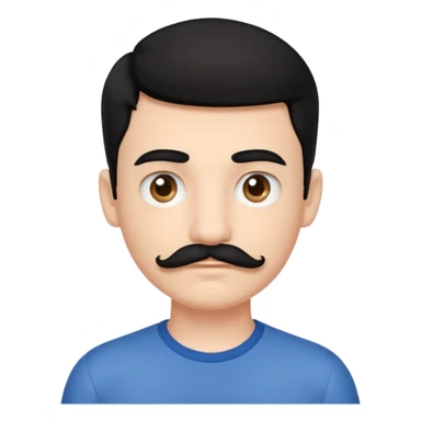 White skin Teenboy with medium Short black hair and mustache sticker