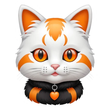 Cat doll white orange  sticker