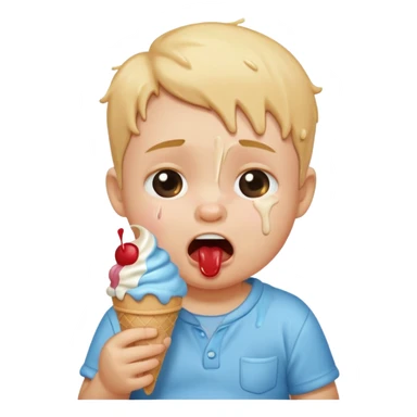 Baby crying while eating ice cream sticker