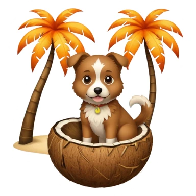 dog in a coconut sticker