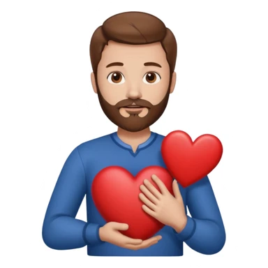 Man with brown hair & beard holding heart in his Arm  sticker
