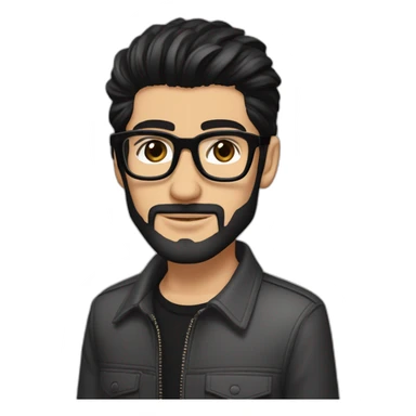 zayn malik with a perfectly groomed black beard and sleek black hair, confidently sporting a stylish pair of spectacles sticker