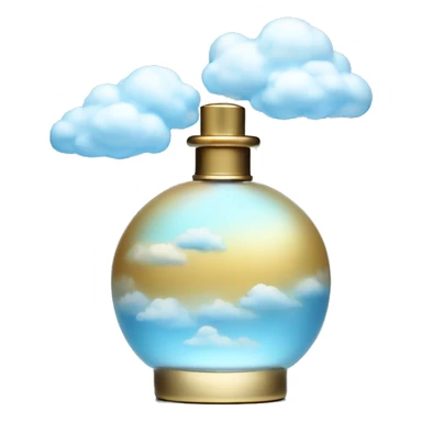 blue sky perfume bottle with white cloud holder sticker