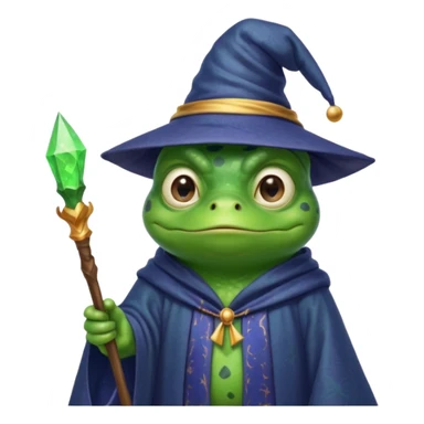 A smart frog in a hat and robes holds a pointer and with a smart face points out the mistake sticker