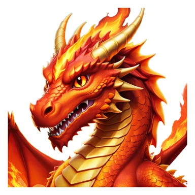 cinematic-noble-fierce-fire-dragon-portrait-emoji,-poised-and-imposing,-with-a-muscular,-scaled-body-ablaze-in-fiery-hues-of-crimson,-molten-orange,-and-molten-gold,-and-intense,-burning-eyes-that-mirror-the-heart-of-a-volcano;-rendered in detail sticker