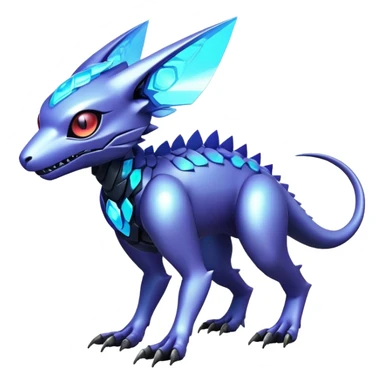  exotic futuristic modern cyber-Fakémon-Digimon-Trico-Vernid-creature sticker