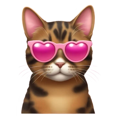Cute fat tortishell cat wearing pink heart shaped sunglasses sticker