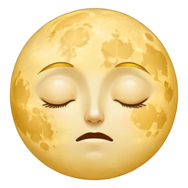 full yellow moon with sleepy drowsy face with closed eyes sticker