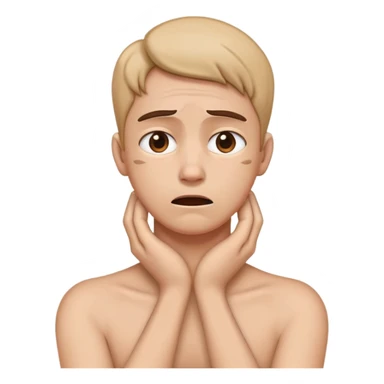 holding neck with both hands with an upset expression sticker