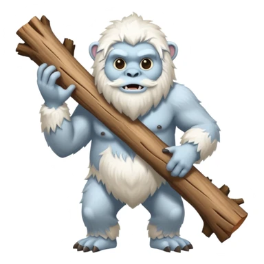 yeti, carrying a big wood sticker