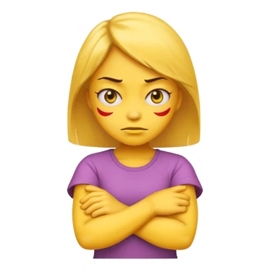 yellow emoji with mad face and arms crossed girl sticker