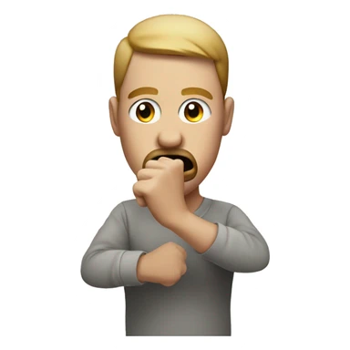 face with fist in front of closed mouth. men clearing his throught sticker