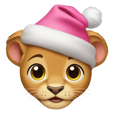 Baby Nala from Lion King wearing Pink Santa Hat sticker