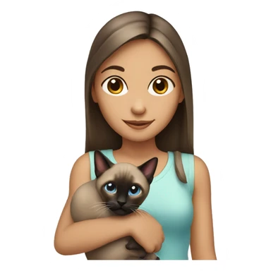 Girl holding Siamese cat sticker