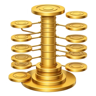 Google quantum computer gold tower with circular disks and tubes sticker