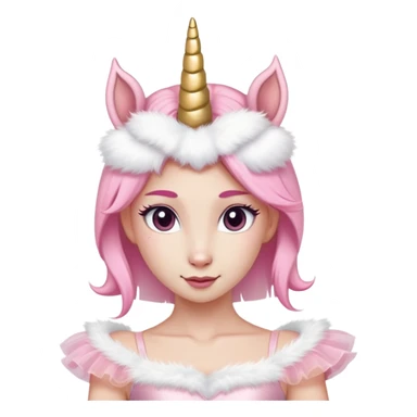 anthropomorphised female unicorn ballerina, head and shoulders, straight on, relaxed pose sticker