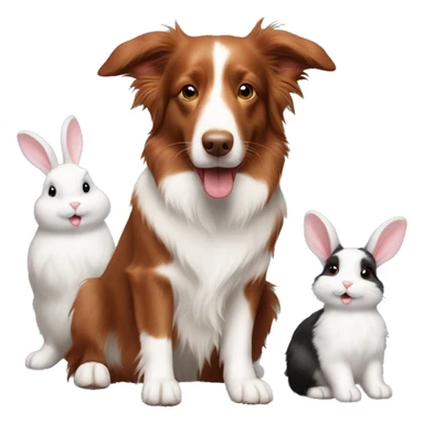 Red tri border collie with two mini lop rabbits  sticker