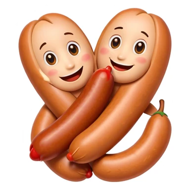 two sausages  with cute face hugging each other sticker