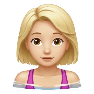 Girl blonde hair brown eyes swimming emoji sticker