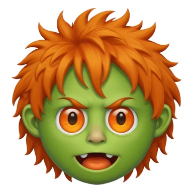 green monster with orange nose and orange hair sticker