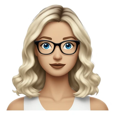 Shoulder length Balayage pale model lady with glasses and blue eyes  sticker