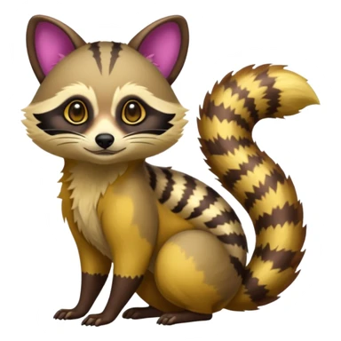 Colorful neon-colored exotic shiny beautiful fantasy-Cacomistle-tanuki-genet-oncilla-animal-hybrid (full body) sticker