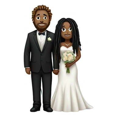 full body Plus size couple with dreads wedding pale sticker