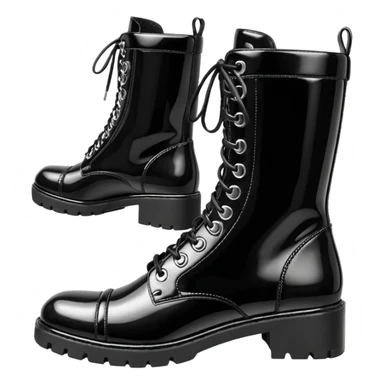 Chanel glossy effect Patent Quilted Chain Combat Boots  sticker