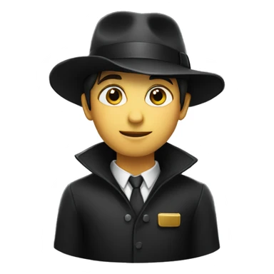 A boy with a black hat written assistant  sticker