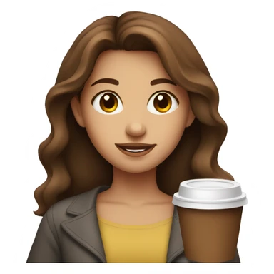 Pretty girl with brown hair holding coffee sticker